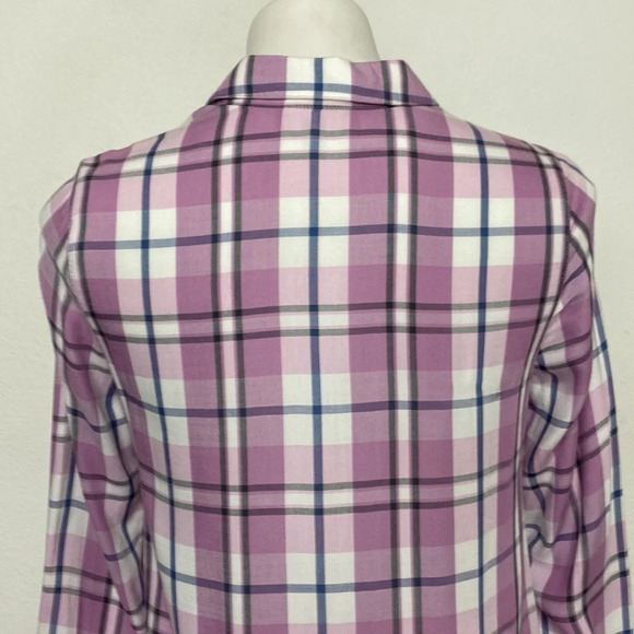 J Jill Plaid Gorpcore Button Down Cowgirl Western Tunic Length Shirt Size XS - Picture 8 of 10